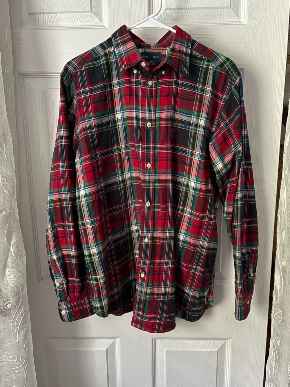 Ralph Lauren Boys Plaid Long Sleeve cotton Button Up Shirt Size XL 18-20